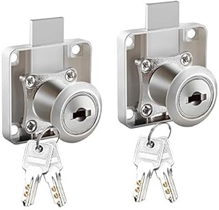 KiKiHong 2 Pack Drawer Lock, Furniture Lock, Cupboard Lock, Cylinder Cam Security Lock for Cupboard Drawer, with Keys-Zinc Alloy