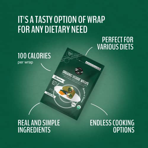 WrawP Organic Veggie Wraps - SPIRULINA (2 pack) SHELF STABLE, All Natural, Gluten Free, Paleo, Raw Vegan. Perfect for Wraps, flat bread, snack, chips