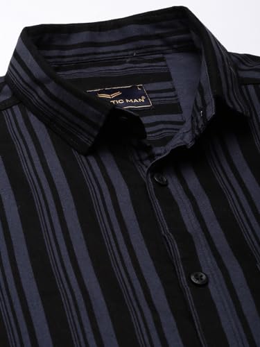Image of Majestic Man Men's Standard Slim Fit Striped Pure Cotton Casual Shirt