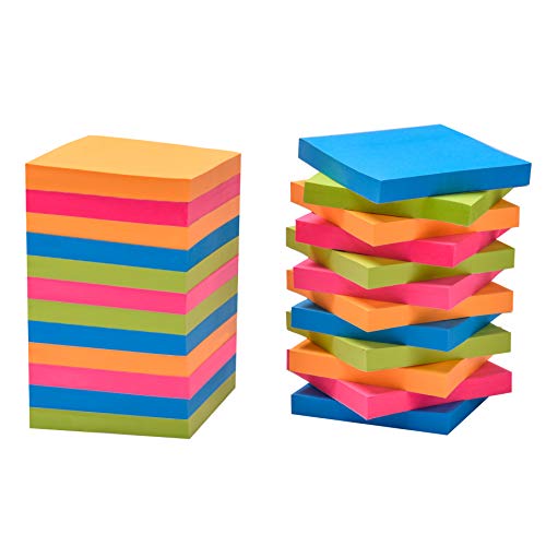 iWinbook 3x3 Inches Sticky Notes, 4 Assorted Colors Note Pads, 100 Re-Adhesive Sheets Per Pad, Post It for Studying, Working, Shopping and Life.