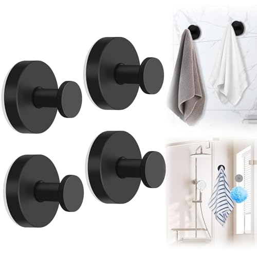 4 Piezas Gancho Ventosa,Colgador Toalla BañO,Ganchos Con Ventosa para VacíO,Gancho Ventosa Fuerte,Ganchos Con Ventosa para Ducha,Se Pueden Utilizar en Una Variedad de Superficies Lisas (Negro)