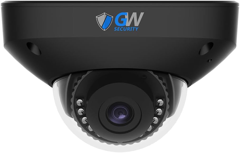 GW Security 6K 12MP TAA & NDAA Compliant Smart AI PoE IP Microhone Black Dome Security Camera (GW1263201M)
