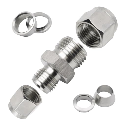 Goldpea Stainless Steel 304 Compression Tube Fitting Reducing Union With Double Ferrule 1/4 Inch Od X 3/8 Inch Od Straight Connector thumb #3