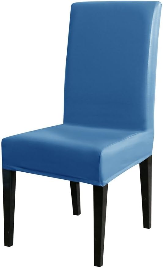 2pcs PU Leather Chair Covers Waterproof Stretch Chair Cover for Dining Room Kitchen Elastic Solid Colour Seat Protector Home