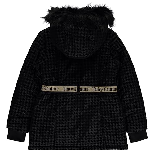 Image of Juicy Couture Girls Coat, Faux Fur Hooded Winter Jacket, Warm Padded Parka Hoodie, Kids Heavyweight Winter Coat