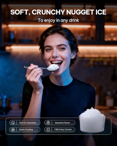 Image of Silonn Nugget Ice Maker, Smart Countertop Ice Machine with APP & Voice Control, Self-Cleaning, 44lbs /24H Soft Chewable Sonic Ice, 3L Tank, for Home Kitchen & Party
