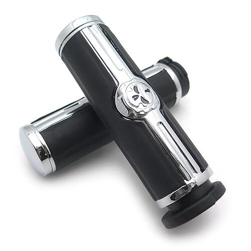 HTTMT MT291-020- Handlebar skull grips Compatible with Harley 96-later VRSC, XL, XR, Dyna, Softail (except FLSTSE2/3, FLSTNSE, and FXSBSE) and 96-07 Touring models