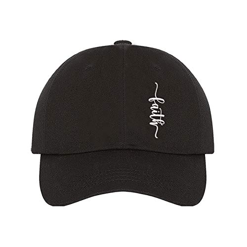 DSY Lifestyle Side Faith Embroidered Unisex Baseball Hat - Faith Dad Hat (Black)