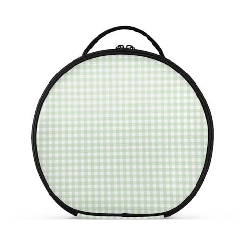 Takiito Green Gingham Checkered Travel Makeup Case Portable Makeup Box Artist Cosmetic Case Organizer With Adjustable Dividers