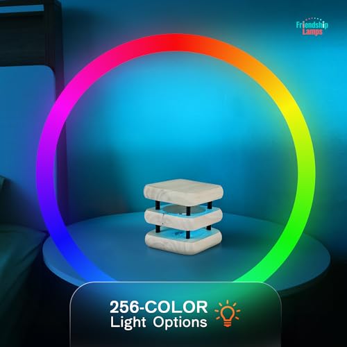 Friendship Lamp® by Filimin Set of 2 Long Distance Touch Lamps – WiFi Connected, Long Distance Gifts, Touch Activated Table Lamp, Long Distance Friendship Gifts, LED Light - Mini Mid White/Black