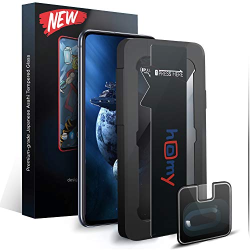 HOMY Premium privacy screen protector for Samsung S10E. UHD tempered glass and bonus - camera lens cover. Super easy installation with patented ONE-TOUCH applicator.