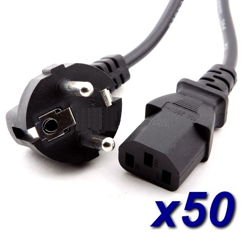 Top CHARGEUR * 50 Cables de Alimentación Corriente Eléctrica 1.5M Estándar C13 Negro