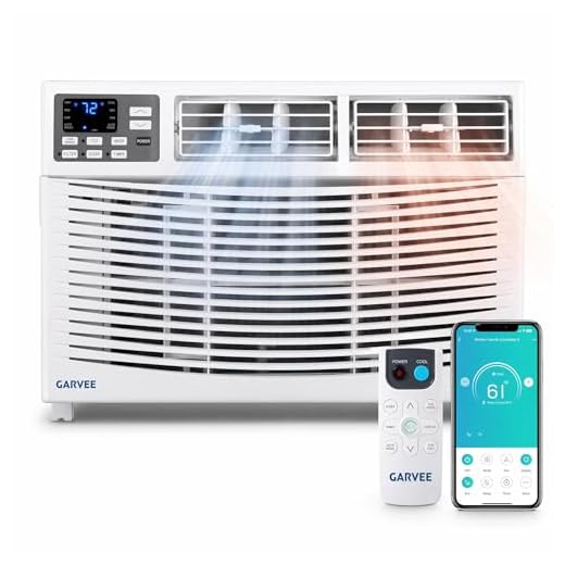 Garvee 8000 BTU Window Air Conditioner with Heat, Window Mounted AC Unit and Heater Combo with Dehumidifier & Fan for Apartment, Living Room, Bedroom, Rooms Up to 350 Sq. ft, APP & Remote Control