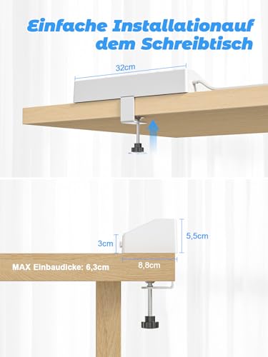 Steckdosenleiste Tischsteckdose mit 2 USB (PD 30W), 5 Fach Mehrfachsteckdose Steckerleiste Schreibtisch mit Überspannungsschutz & Einzeln Schaltbar, 10-in-1 Ecksteckdose mit 3M für Wohnzimmer, Weiß