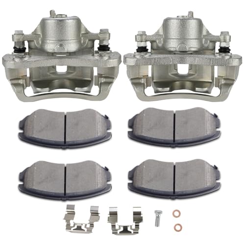 Image of SCITOO Front Left & Right Brake Kit [4] Brake Pads [2] Brake Disc Calipers w /Bracket Compatible With 2007-2010 for Hyundai for Elantra,2006-2010 for Hyundai for Sonata