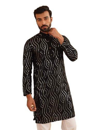 Image of SOJANYA Men's Pure Cotton Leheriya Design Long Kurta