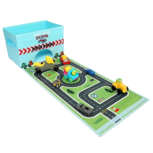 Livememory Toy Cars Storage Box Car Toys Box With Speed Roads (Not Included Cars)-Sky Blue #TOP1