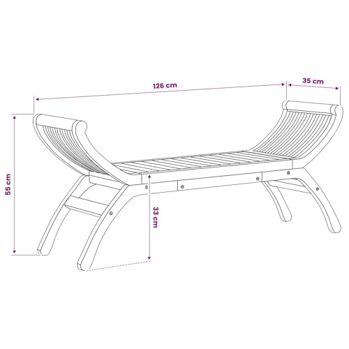 Banco de jardín de teca natural de 126 cm para tardes de relax en la terraza 4