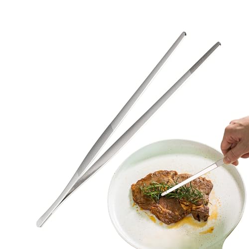 Grill Tongs | Stainless Steel BBQ Food Tongs - Heat Resistant Food Tweezer Kitchen Clamp for Meat Steak Pasta Fish Salads Baking Buffet