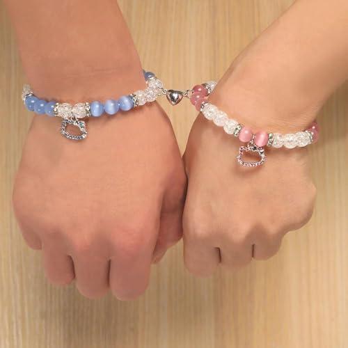 Image of Spiderman Kitty Magnetic Friendship Bracelets, Couple's Bracelets, Valentine's Day Gifts for BFF, BF, GF, Women, Men, Girls, Kids