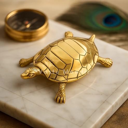 Image of Pure Brass Big Tortoise | Vastu Remedy for Longevity, Luck & Protection | Handcrafted Heavy Brass Turtle Idol for Centre, North & North-West Zones | Premium Home & Office Dcor
