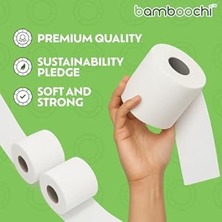 Bamboochi Bamboo Toilet Paper, Septic Safe Toilet Paper 2 Ply 12 Rolls 300 Sheets Per Roll, Soft Unscented Bath Tissue, RV Safe, Eco-Friendly, Non Chlorine, PFAS Free, Made in Canada