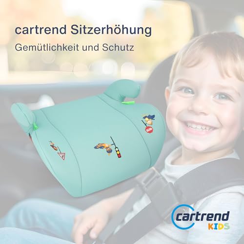 cartrend Kids Kindersitzerhöhung, Zertifiziert nach DIN ECE R129, für 125–150 cm Körpergröße, verbesserter Seitenaufpallschutz, ergonomisch, mint