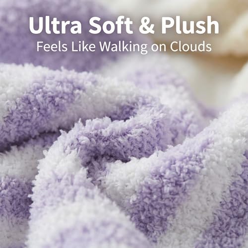 Image of Tipi Toe Womens Fuzzy Crew Socks with Anti Slip Grips Warm Cozy Fluffy Winter Slipper Socks Non Skid Home Socks for Women