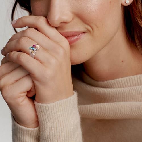 10K 14K 18K Solid Gold Mothers Ring Personalized 2-6 Birthstones Engraved Names Rings Mother Jewelry for Mom Wife Grandma Family3