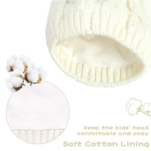 RAOEXI Unisex Baby Toddler Hat and Mitten Set Winter Knitted Thick Warm Beanie Cap Gloves for Infant Boys Girls3