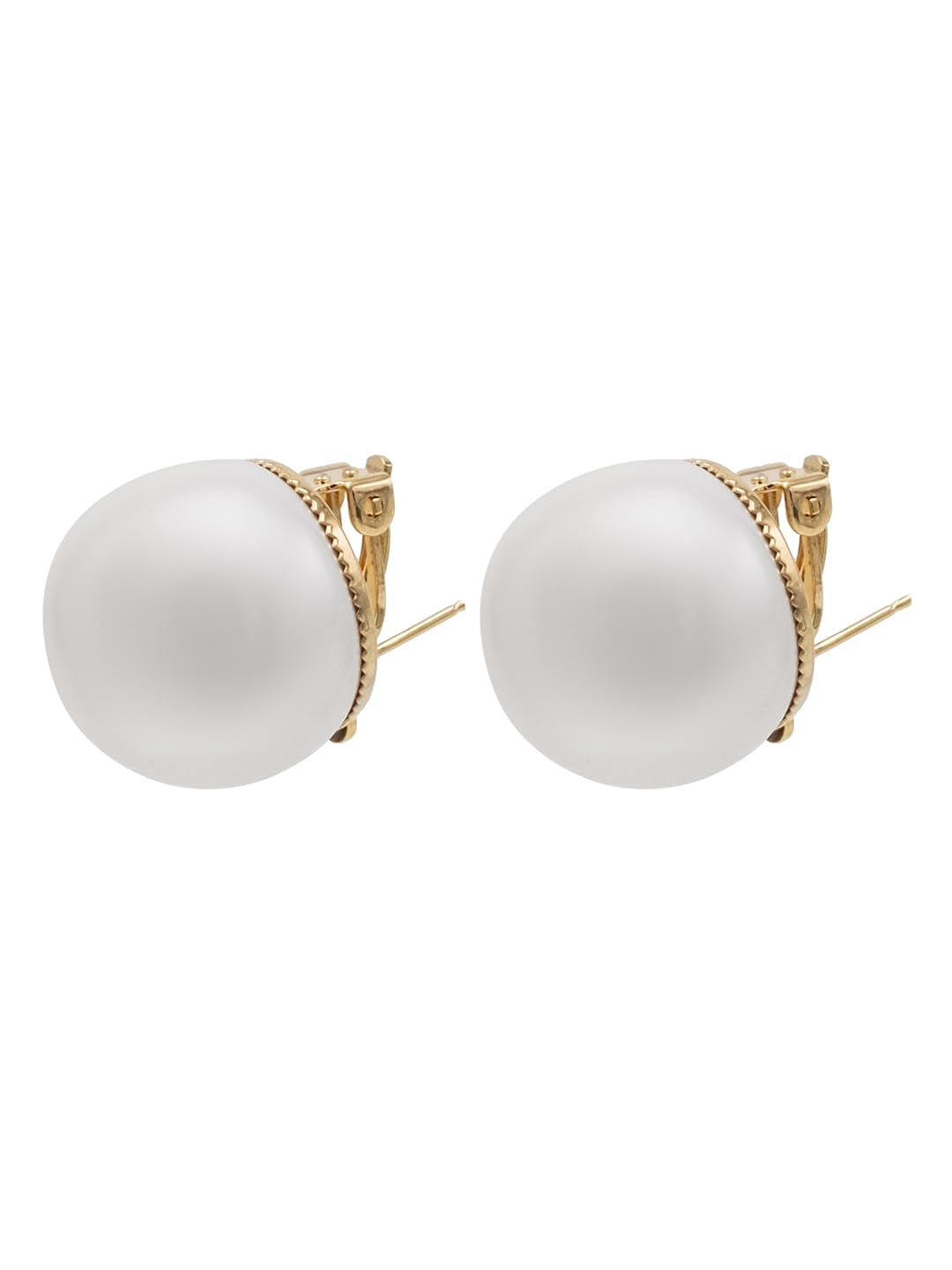 MOONDUST Gold Plated Oversized Diamond Design Large Pearl Clip Stud Earrings for Girls & Women - [White Colour] (MD_95_W_20MM) (B0CVL4GJ4J) Amazon Price History, Amazon Price Tracker