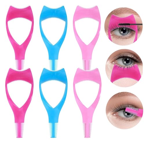 6個 マスカラシールド アプリケーターガード:3 in 1 まつげツール ラッシュシールド マスカラガード まつげ用シリコンラッシュシールド マスカラ用アイメイクツール 女性と女の子向け