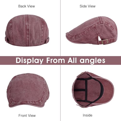 Image of 3Pcs Men's Newsboy Caps Cotton Cooling Hat Adjustable Flat Cap for Men