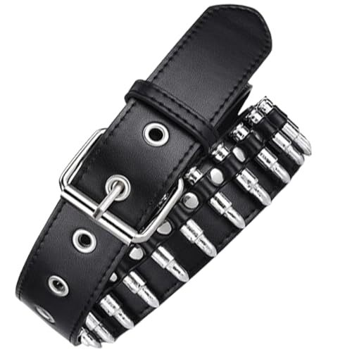 Bullet Rivet Belts Studded Waist Belt Punk Belt Black PU Leather Belt Rock Belts Metal Jeans Dress Belt For Halloween Cosplay