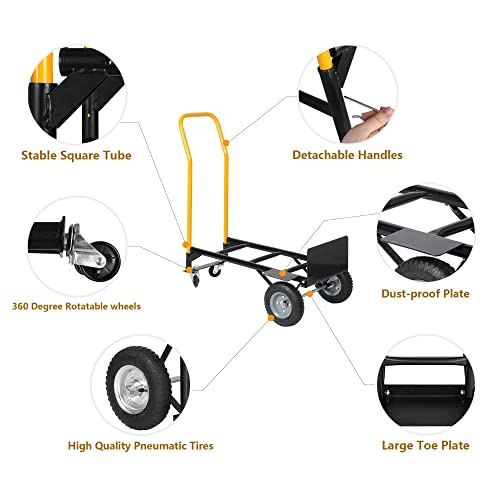 LUCKYERMORE Convertible Hand Truck Dual Purpose 2 Wheel Dolly Cart and