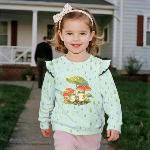 Girls Ruffle Long Sleeve Sweaters Relaxed Crewneck Pullover Sweater Outwear Loose Sweatshirts for Kids Trendy 1-84