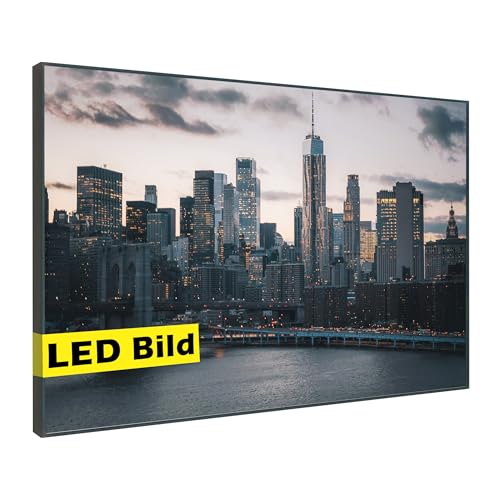 Generisch Leuchtbilder I - Quadro da parete a LED con cornice luminosa, Made in Germany (New York City Manhattan, 40 x 30 cm, telaio: legno flora)