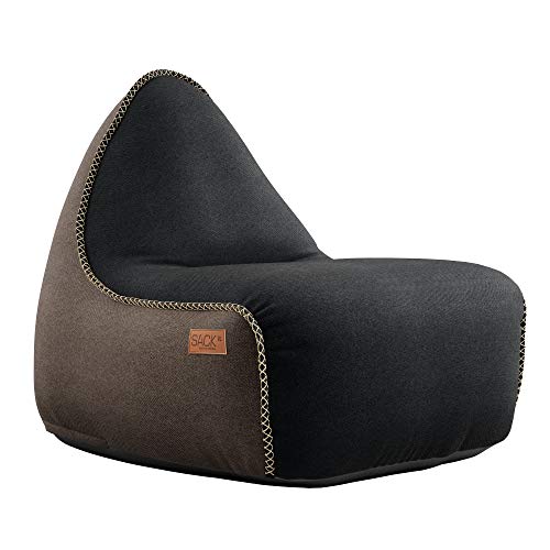RETROit Canvas Black/Dark Brown - Indoor Sitzsack mit Lehne und Füllung mit EPS Kugeln für eine optimalen Sitzkomfort - Großer Sitzsacke für