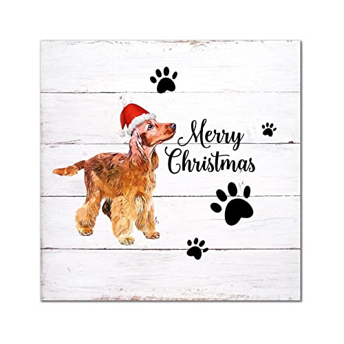 Plaque murale bois Merry Christmas décoration suspendue 30,5 cm