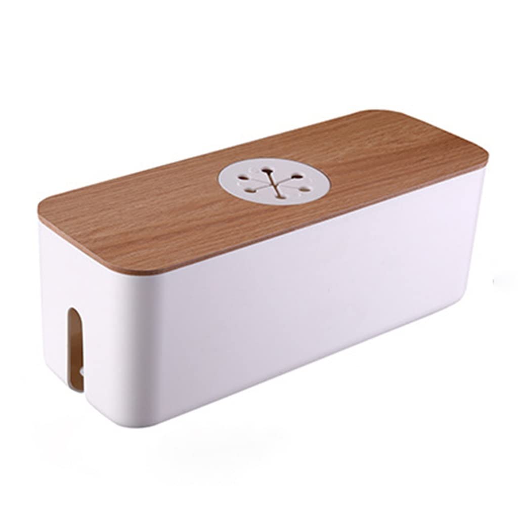 Caja de almacenamiento de cables de madera, funda de línea eléctrica, cargador a prueba de polvo, organizador de cables para el hogar