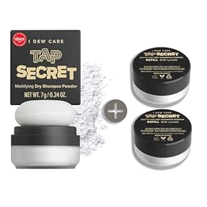 I DEW CARE Dry Shampoo Powder – Tap Secret Orignal + Refill 2 Pack | With Black Ginseng, Non-aerosol, Benzene-free, Mattifying Root Boost, No White Cast, Travel Size, Hair Volume