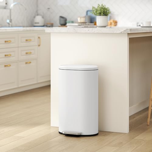 HOMCOM 30L Kitchen Bin with 90° Stay-Open Lid, Slim Rectangular Pedal Bin with Soft-Close Lid, Removable Inner Bucket for Home Office, Fingerprint-Resistant, Cream - Image 7