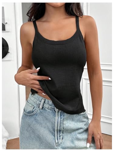 MakeMeChic Women's Tie Open Back Top Knit Backless Spaghetti Strap Going Out Tops2