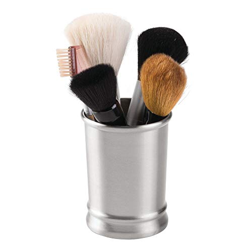 mDesign Modern Round Metal Tumbler Cup for Bathroom Vanity Countertops for Rinsing, Drinking
