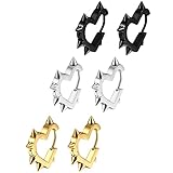 Aroncent 3 Pairs Spike Earrings Punk Gothic Earrings for Men Women Heart Rivet Earrings Goth Punk Jewerly Valentines Day Halloween Christmas Gift for Men Women