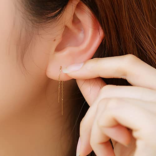 2 Pairs S925 Sterling Silver Chain Threader Earrings For Women Bar Wrap Threader Dangle Drop Earrings Lightweight Minimalist Hypoallergenic Earrings Anniversary Jewelry2