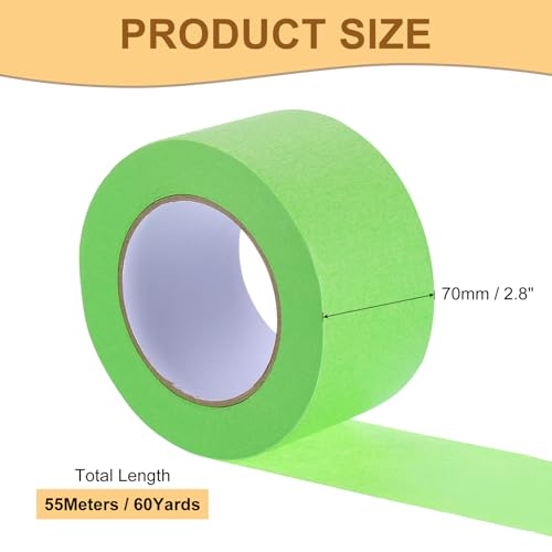 Image of Masking Tape Green Painters Tape Paper Tape [for Crafts DIY Walls Painting Packing Automotive Home Decoration Teaching]- 2.8 Inch x 60 Yards /1 Roll