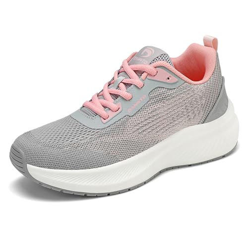 DANNTO Damen Laufschuhe Turnschuhe Atmungsaktiv Sportschuhe Leichte Sneaker für Outdoor Fitness Gym Schuhe(Grau,39)