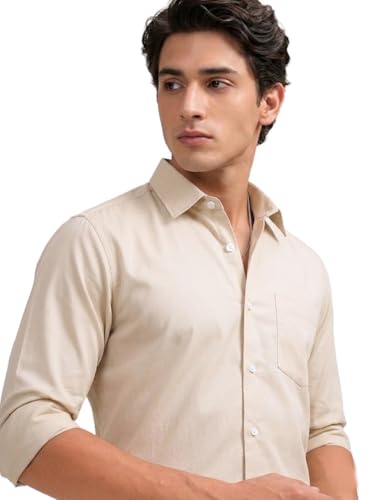 Image of Cozytton Men's Pure Cotton Solid Stylish Casual & Formal Wear Shirt | Stylish Regular Fit Full Sleeve Comfortable Office Party Trendy Shirt - Multi Color
