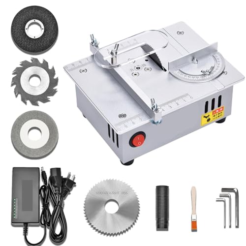RSPPPJQ Mini Table Saw, Adjustable Small Precision Hobby Table Saw,Seven Speed Adjustable Power Supply,Portable Precision Table Saws for Crafts, for DIY Woodworking Metal Plastic Cutting